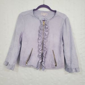 NANETTE BY NANETTE LEPORE Ruffled Jacket Lilac Gold Zippers Size 6 NWOT